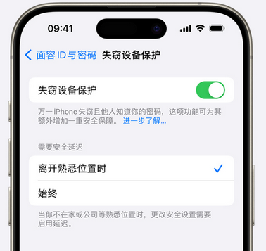 新巴尔虎左苹果手机维修分享iOS17'失窃设备保护'功能是什么？ 