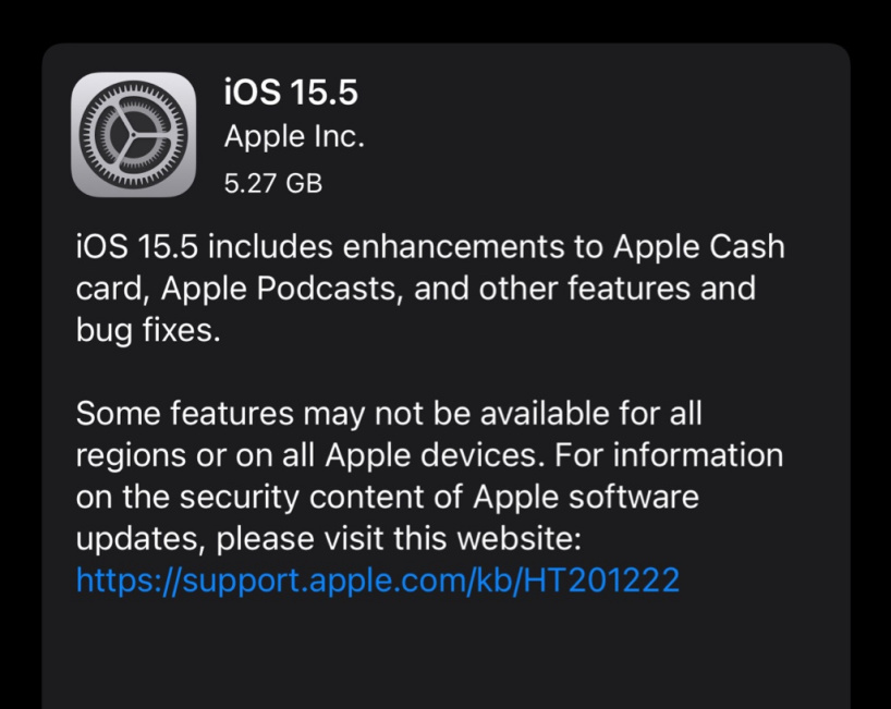 新巴尔虎左苹果手机维修分享iOS 15.5 RC版更新内容及升级方法 